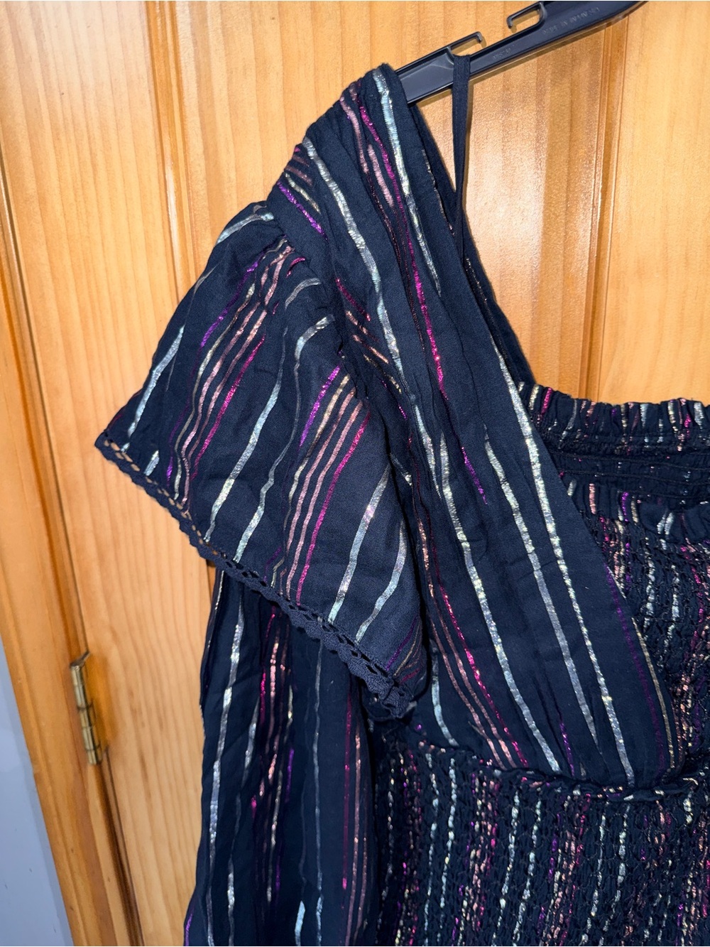 NWT FARM Rio Lurex Stripes Mini Dress w/one shoulder/ruffles/smocked bodice/-S - Picture 10 of 16